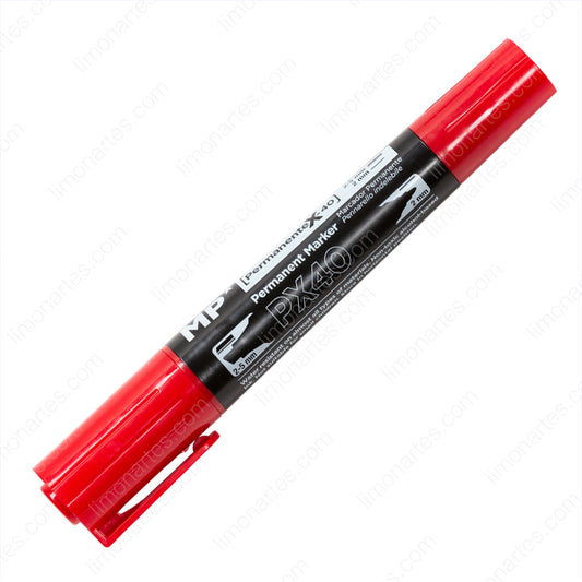 MP Rotulador permanente Doble Punta/Rojo/2-5 mm y 2 mm/Óptimo para Uso Escolar, Hogar y Oficina