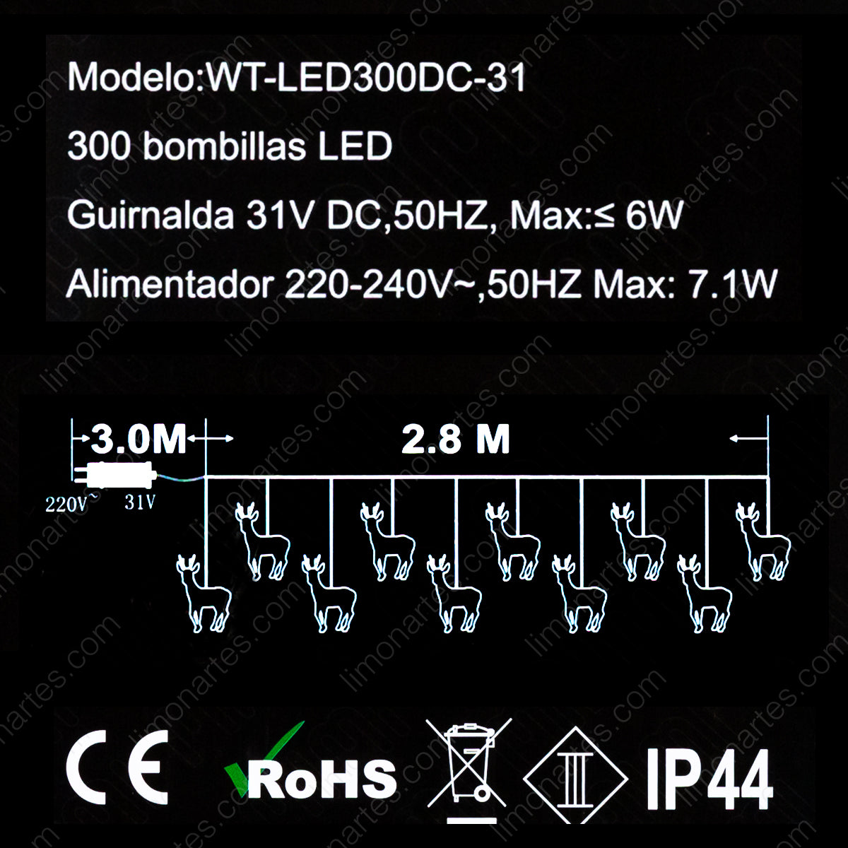 Cortina estrella colgante/ led cálida 300 bombillas/ w-1716 - LIMÓN ARTES